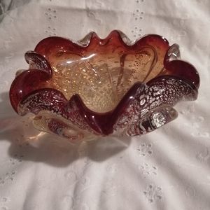 Vintage Italian Amber glass candy bowl.